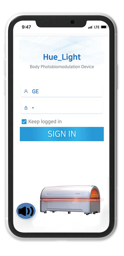 The HueLight whole body PBM chamber can also be operated from a smartphone.
